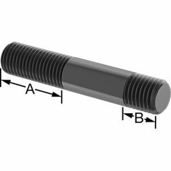 Bsc Preferred Black-Oxide Steel Threaded on Both Ends Stud M20 x 2.5mm Thread 47mm and 20mm Thread len 110mm Long 93210A068
